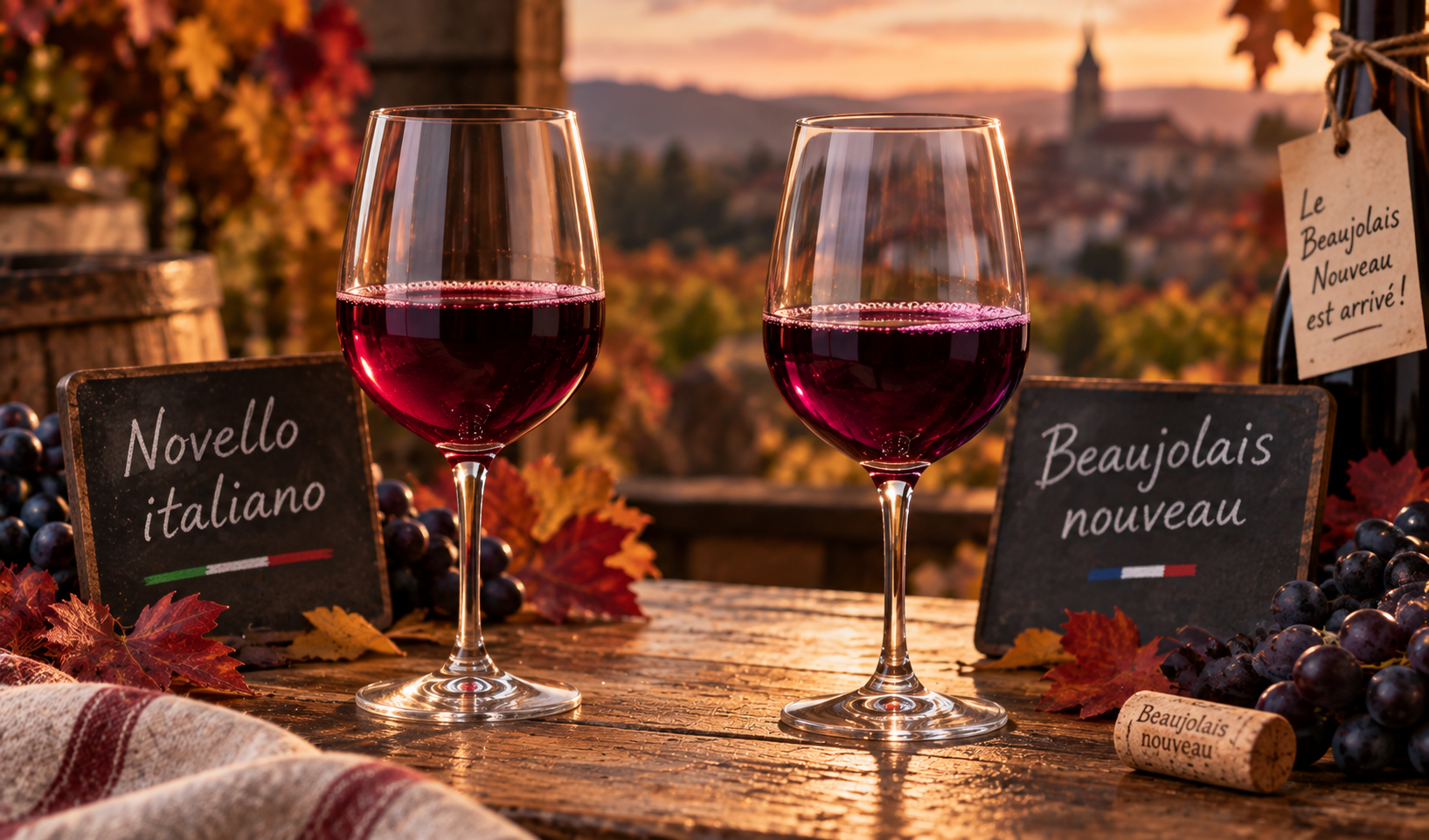 Novello italiano e Beaujolais nouveau: due vini giovani, due approcci molto diversi